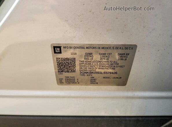 3GNKBKRS1LS579426 2020 CHEVROLET BLAZER White Widok wnętrza 360 stopni
