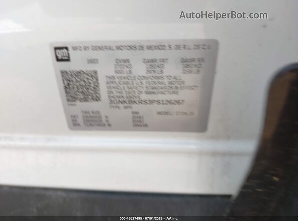 3GNKBKRS3PS126267 2023 CHEVROLET BLAZER White Вид підкапотного простору
