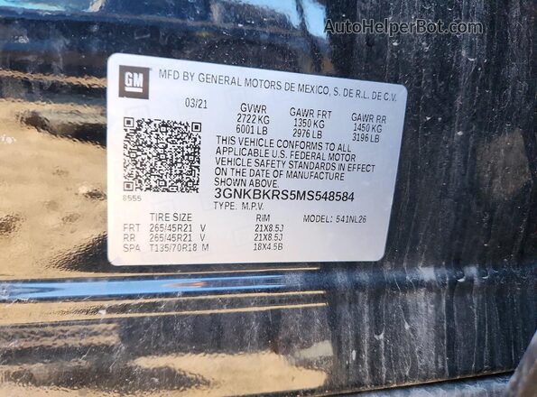 3GNKBKRS5MS548584 2021 CHEVROLET BLAZER Black Engine compartment view