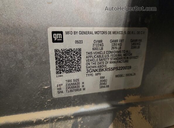 3GNKBKRS5PS220019 2023 CHEVROLET BLAZER Silver VIN կոդի պիտակի տեսք