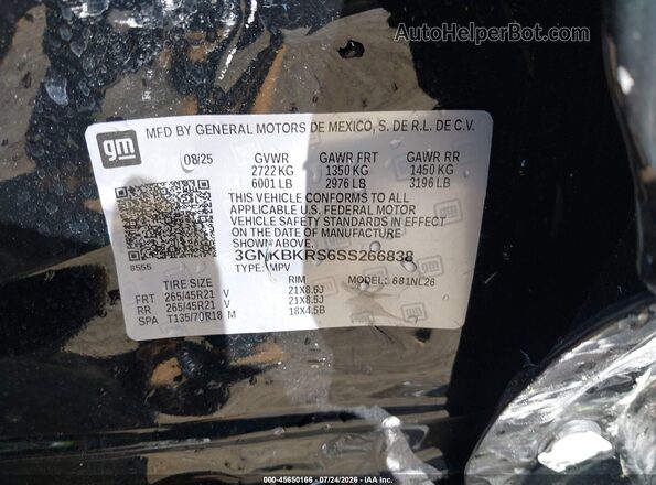 3GNKBKRS6SS266838 2025 CHEVROLET BLAZER Black Widok komory silnika