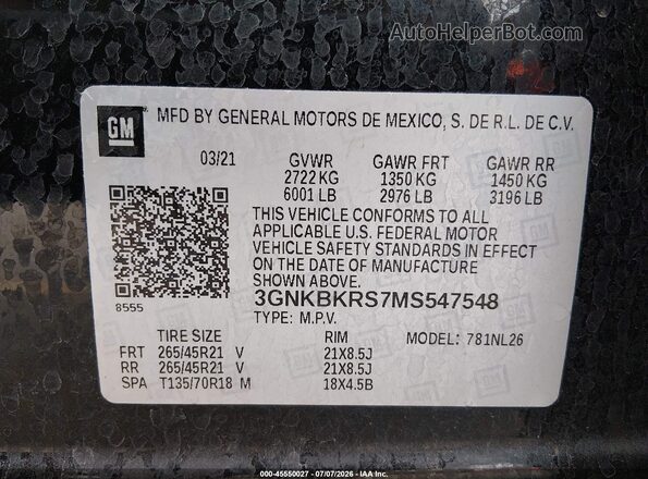 3GNKBKRS7MS547548 2021 CHEVROLET BLAZER Black Engine compartment view