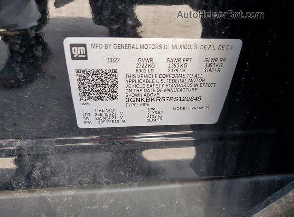 3GNKBKRS7PS129849 2023 CHEVROLET BLAZER Black VIN կոդի պիտակի տեսք