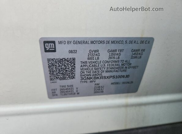 3GNKBKRSXPS100930 2023 CHEVROLET BLAZER White Vista del compartimento del motor