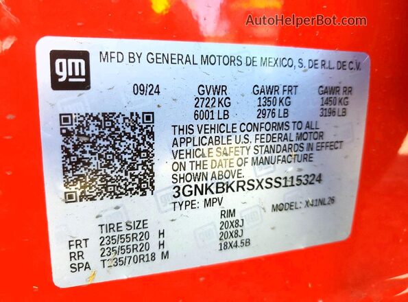 3GNKBKRSXSS115324 2025 CHEVROLET BLAZER Red Սալոնի 360 աստիճան տեսք