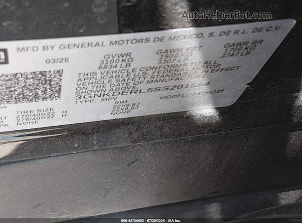 3GNKDERL5SS201564 2025 CHEVROLET OTHER Black Vista del compartimento del motor