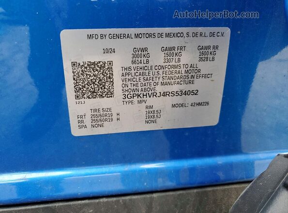 3GPKHVRJ4RS534052 2024 HONDA PROLOGUE Blue Vista interior de 360 grados