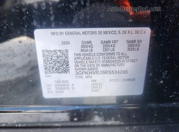 3GPKHVRJ5RS534285 2024 HONDA PROLOGUE Черный Вид наклейки с VIN-кодом