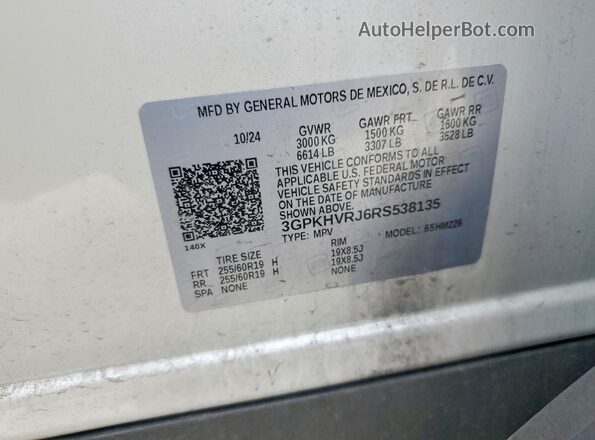 3GPKHVRJ6RS538135 2024 HONDA PROLOGUE White Панорамний вид салону 360°