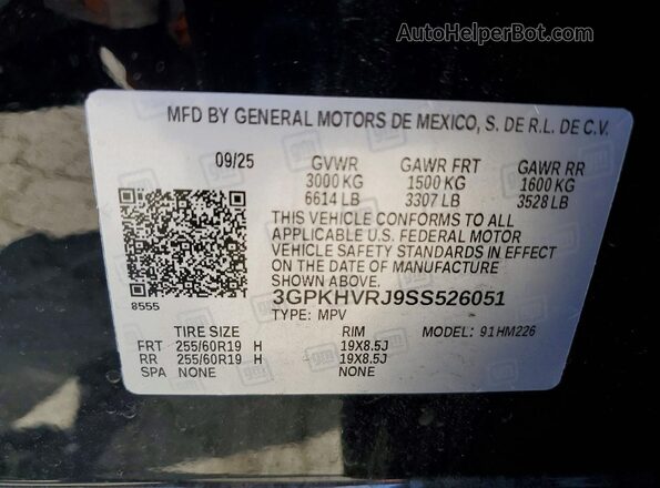 3GPKHVRJ9SS526051 2025 HONDA PROLOGUE Black VIN sticker view