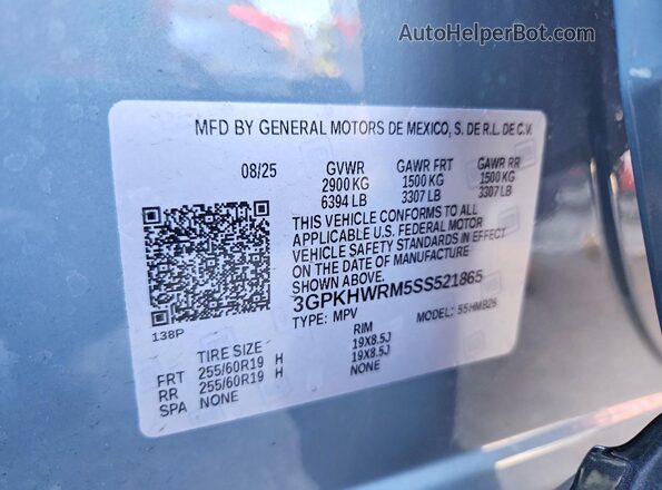 3GPKHWRM5SS521865 2025 HONDA PROLOGUE Gray Вид наклейки з VIN-кодом