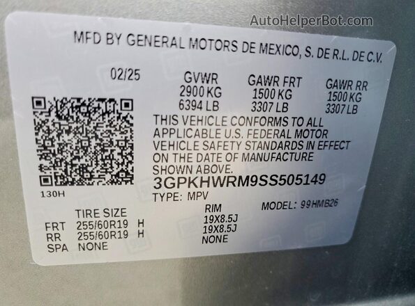 3GPKHWRM9SS505149 2025 HONDA PROLOGUE Silver Widok wnętrza 360 stopni