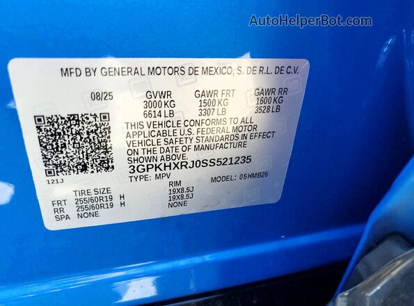 3GPKHXRJ0SS521235 2025 HONDA PROLOGUE Синий Вид наклейки с VIN-кодом