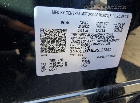 3GPKHXRJ0SS527391 2025 HONDA PROLOGUE Black VIN კოდის სტიკერის ხედი