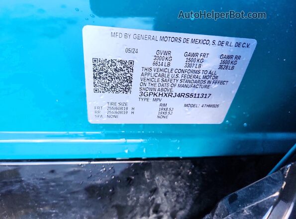 3GPKHXRJ4RS511317 2024 HONDA PROLOGUE Turquoise Widok komory silnika