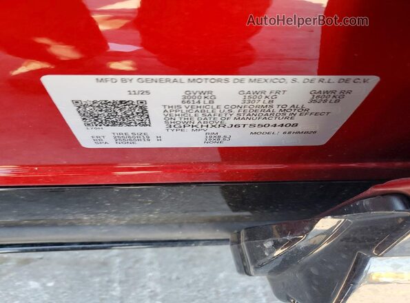 3GPKHXRJ6TS504408 2026 HONDA PROLOGUE Red Вид наклейки з VIN-кодом