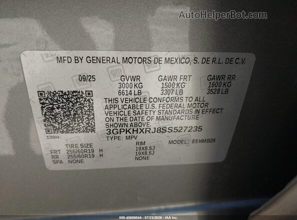3GPKHXRJ8SS527235 2025 HONDA PROLOGUE Серебряный Вид подкапотного пространства