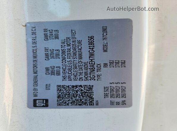 3GTN8AEH7MG418656 2021 GMC SIERRA White Widok komory silnika
