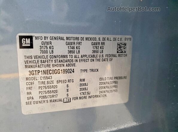 3GTP1NEC0GG189024 2016 GMC SIERRA Gray Engine compartment view