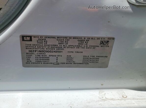3GTP1NEC5GG242591 2016 GMC SIERRA White Շարժիչի բաժամունքի տեսք
