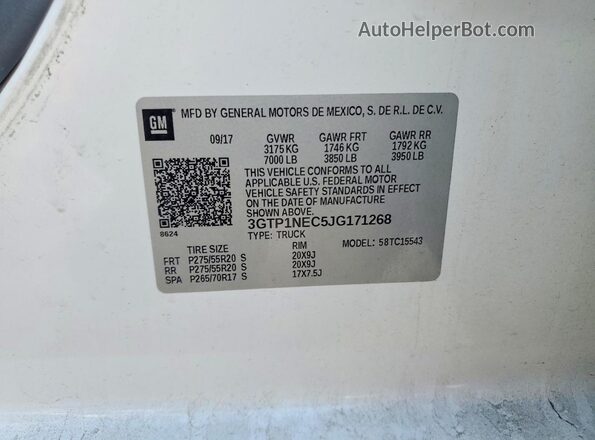 3GTP1NEC5JG171268 2018 GMC SIERRA White ძრავის განყოფილების ხედი