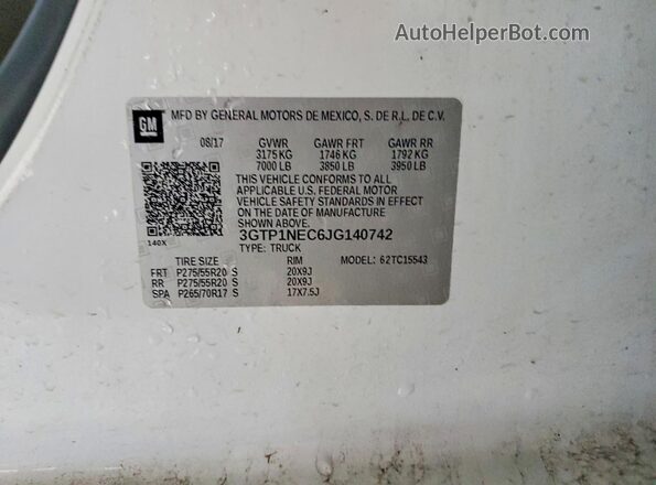 3GTP1NEC6JG140742 2018 GMC SIERRA Белый Вид подкапотного пространства