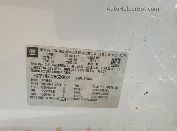 3GTP1NEC7HG249561 2017 GMC SIERRA White Vista del compartimento del motor