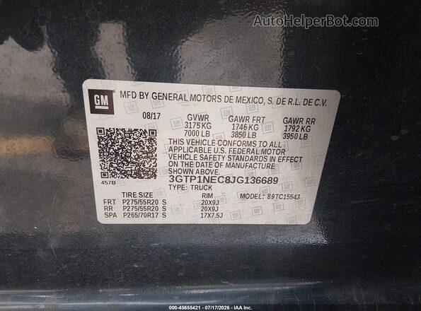 3GTP1NEC8JG136689 2018 GMC SIERRA Синий Вид подкапотного пространства