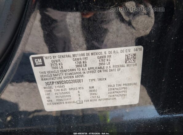 3GTP1NEC9GG286061 2016 GMC SIERRA Black Engine compartment view