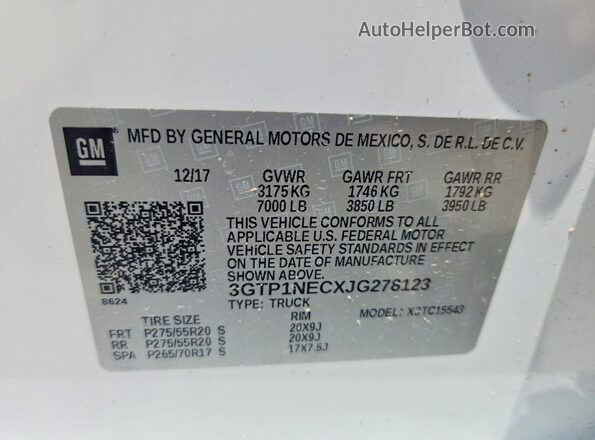 3GTP1NECXJG278123 2018 GMC SIERRA Gray Widok komory silnika