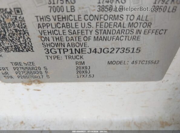 3GTP1NEJ4JG273515 2018 GMC SIERRA White Vista del compartimento del motor