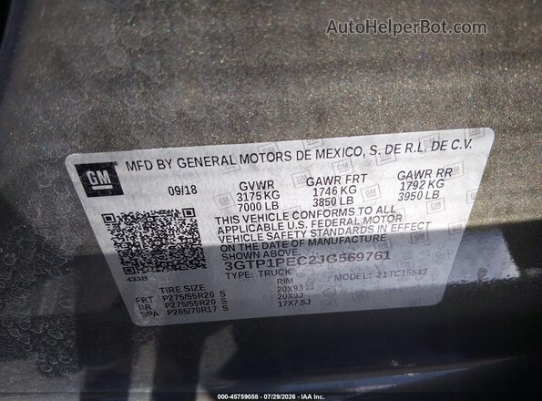 3GTP1PEC2JG569761 2018 GMC SIERRA Green Widok komory silnika