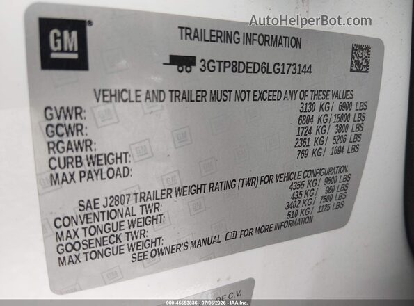 3GTP8DED6LG173144 2020 GMC SIERRA Gray Widok komory silnika