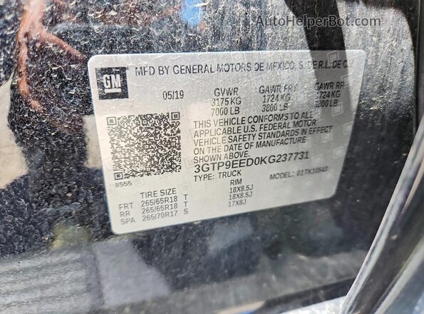 3GTP9EED0KG237731 2019 GMC SIERRA Black Engine compartment view