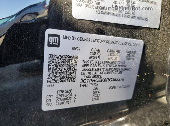 3GTPHCEK6RG362376 2024 GMC SIERRA Black Вид підкапотного простору