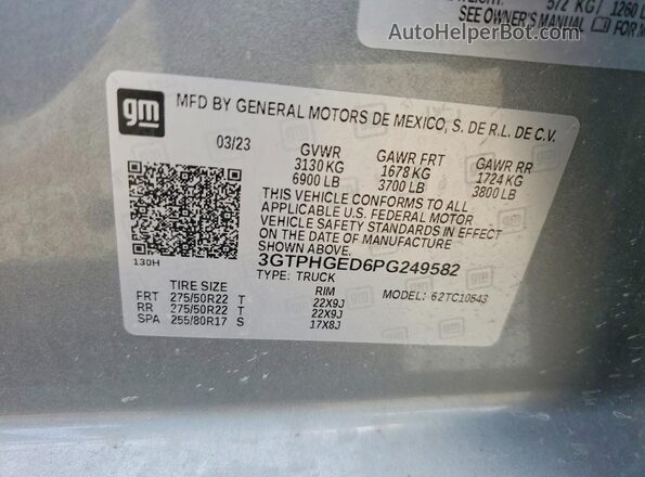 3GTPHGED6PG249582 2023 GMC SIERRA Серебряный Вид подкапотного пространства