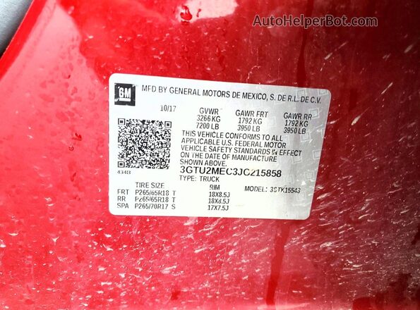 3GTU2MEC3JG215858 2018 GMC SIERRA Maroon Engine compartment view