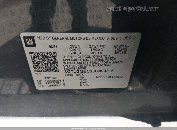 3GTU2MEC3JG499315 2018 GMC SIERRA Green Widok komory silnika