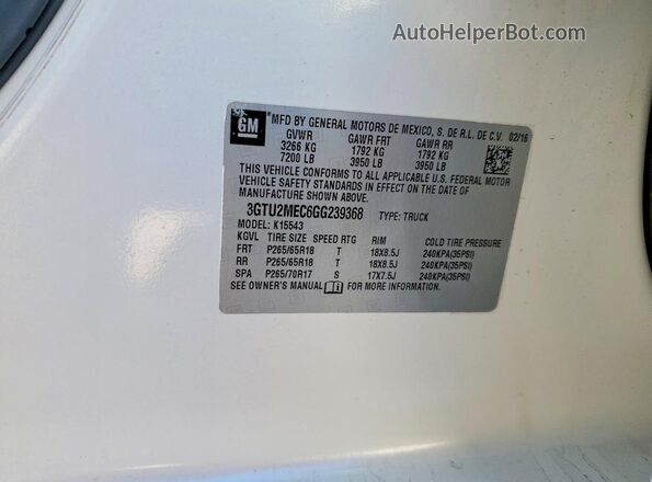 3GTU2MEC6GG239368 2016 GMC SIERRA White Շարժիչի բաժամունքի տեսք