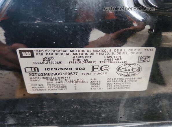 3GTU2MEC9GG123677 2016 GMC SIERRA Black Вид підкапотного простору