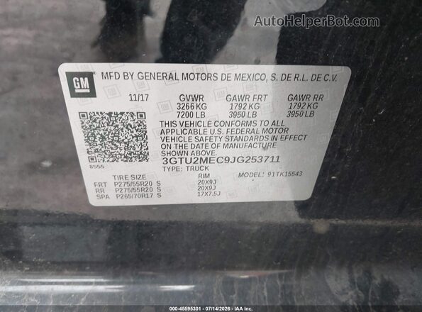 3GTU2MEC9JG253711 2018 GMC SIERRA Black Շարժիչի բաժամունքի տեսք