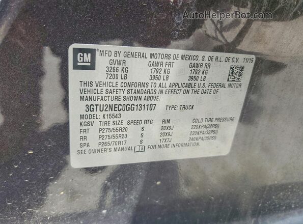 3GTU2NEC0GG131107 2016 GMC SIERRA Black Widok komory silnika