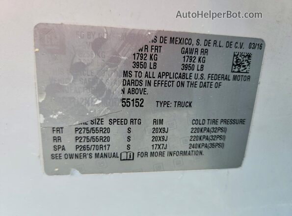 3GTU2NEC0GG255152 2016 GMC SIERRA Белый Вид подкапотного пространства