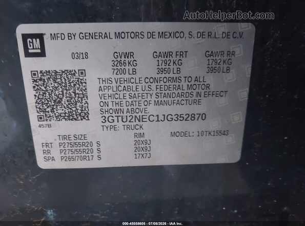 3GTU2NEC1JG352870 2018 GMC SIERRA Dark Blue Widok komory silnika