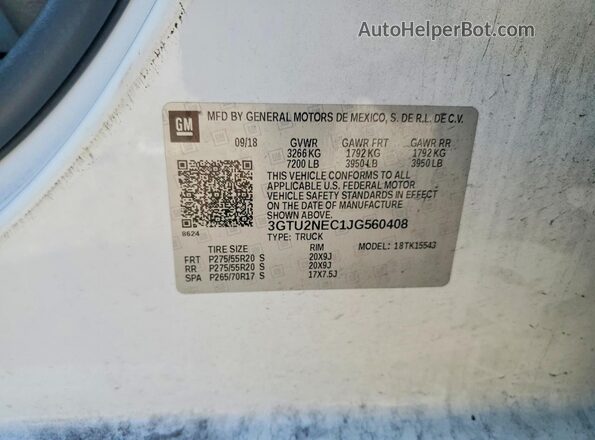 3GTU2NEC1JG560408 2018 GMC SIERRA White Вид підкапотного простору