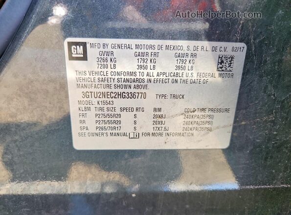 3GTU2NEC2HG336770 2017 GMC SIERRA Gray Widok komory silnika