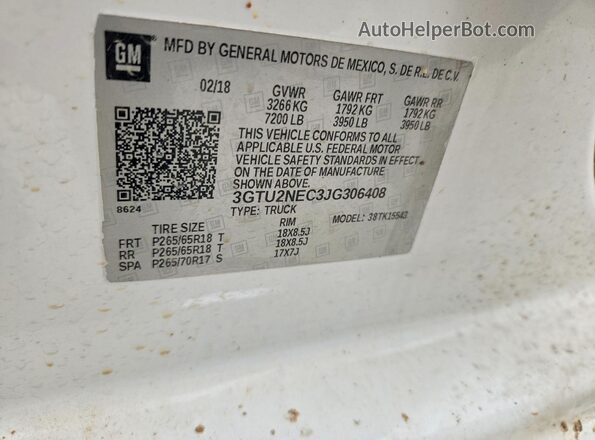 3GTU2NEC3JG306408 2018 GMC SIERRA White Widok komory silnika