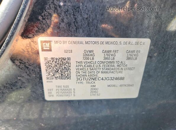 3GTU2NEC4JG324688 2018 GMC SIERRA Черный Вид подкапотного пространства