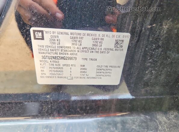 3GTU2NEC5HG299679 2017 GMC SIERRA Black Вид підкапотного простору