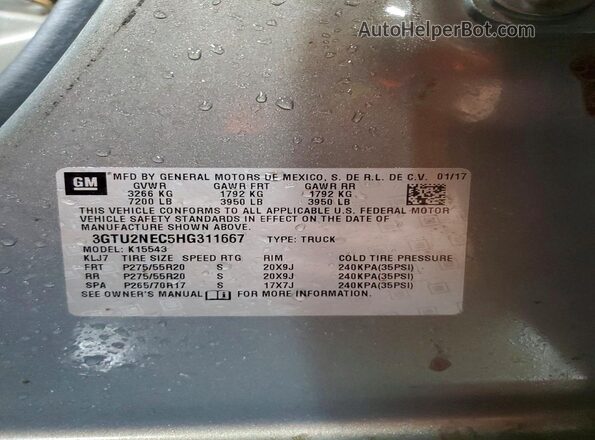 3GTU2NEC5HG311667 2017 GMC SIERRA Gray Շարժիչի բաժամունքի տեսք
